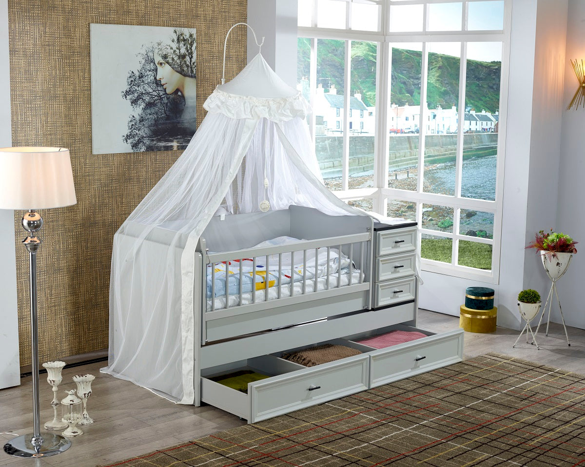 Classey Mobilya #EML21 - Zarif Beşik Sis Grisi Yenidoğan