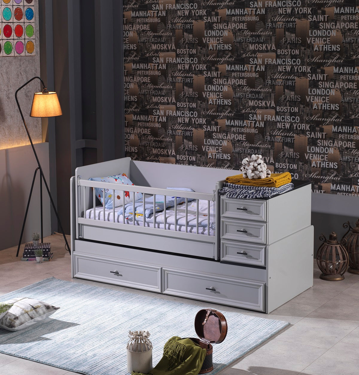 Classey Mobilya #EML21 - Zarif Beşik Sis Grisi Yenidoğan