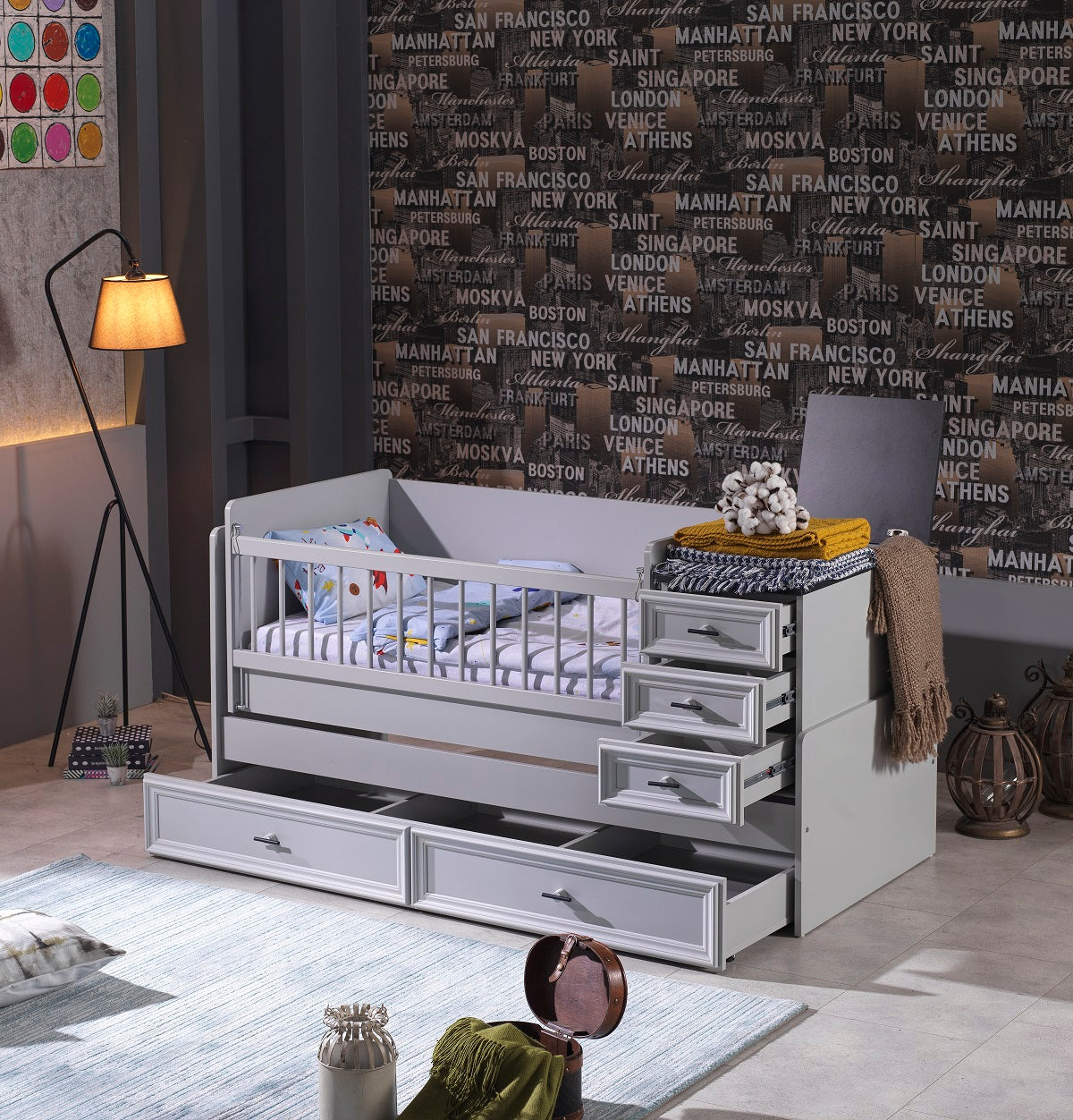 Classey Mobilya #EML21 - Zarif Beşik Sis Grisi Yenidoğan